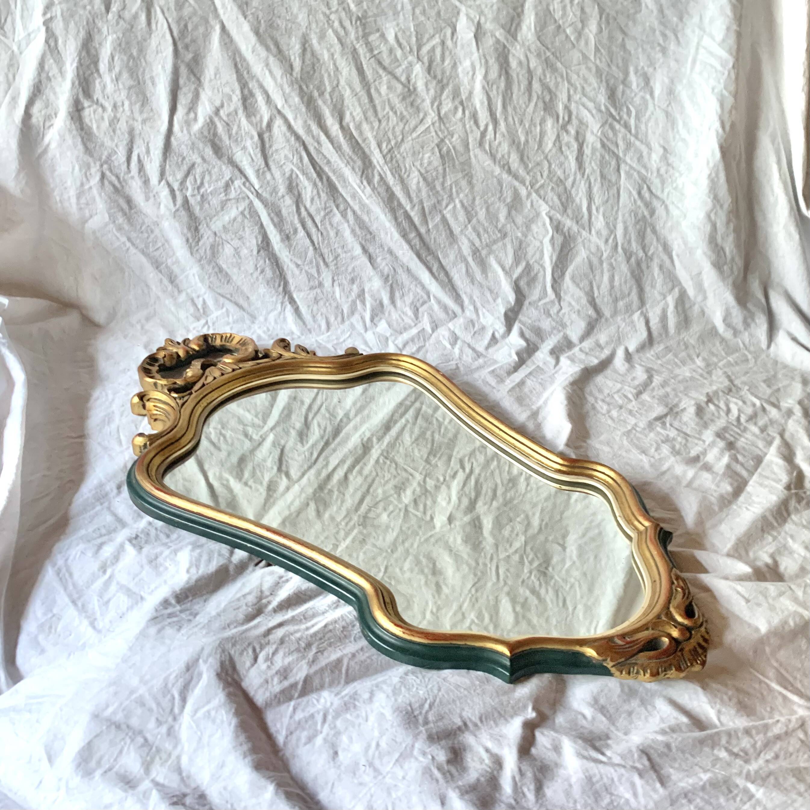 Antique carved gilded wooden mirror - 44 x 82 cm