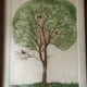 Original signed drawing – Tree with birds - frame 33/28 cm