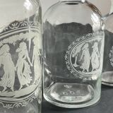 BOTTLES Engraved Glass and VINTAGE Wood