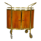 Mid-Century Bar Cart Walnut and Brass, Italy, 1950s