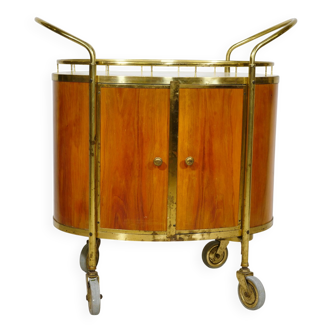 Mid-Century Bar Cart Walnut and Brass, Italy, 1950s
