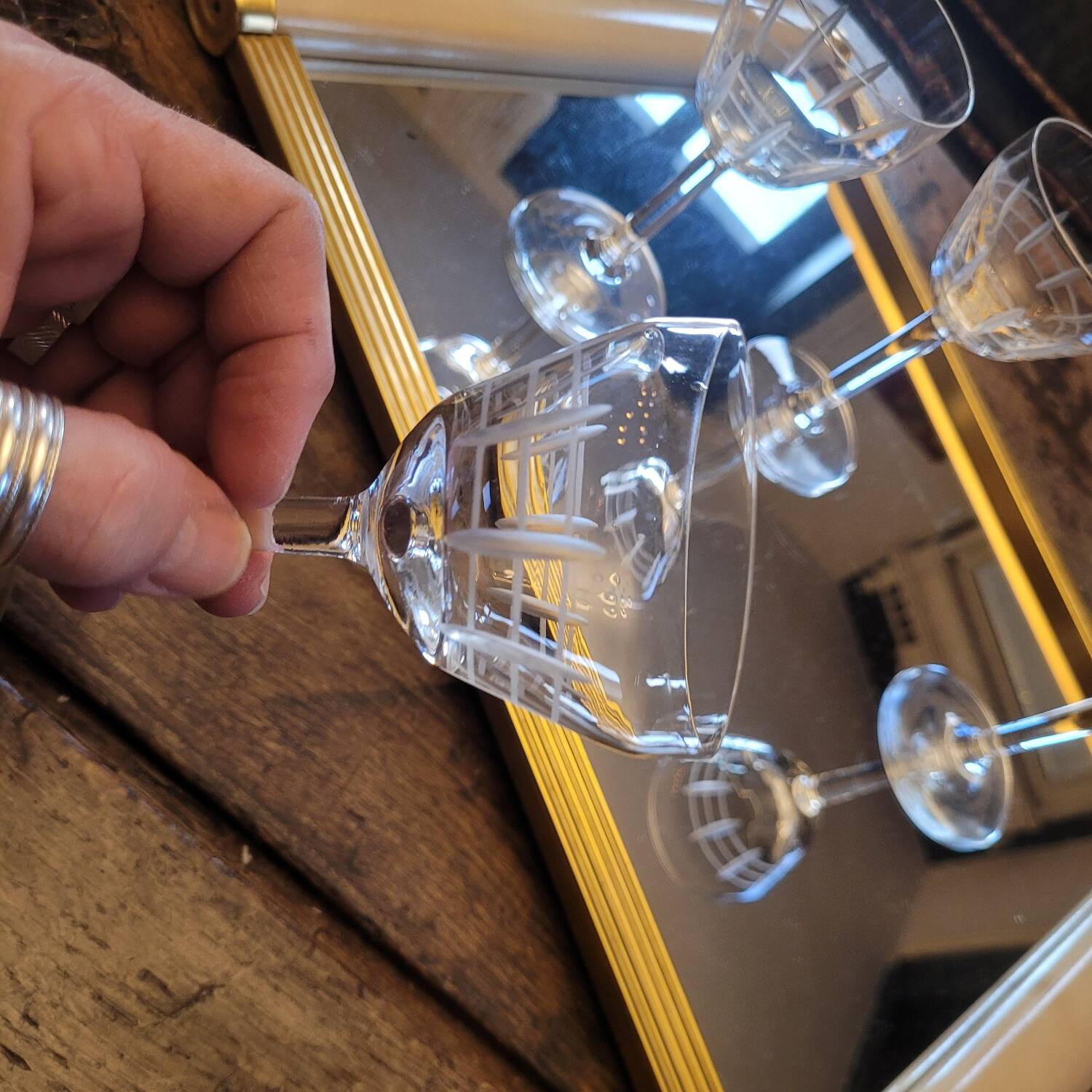 Set of 4 cut glass goblets – France 50s