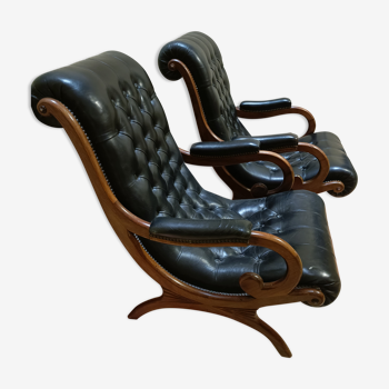 Paire de fauteuils victoria chesterfield des années 30/40