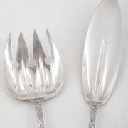 Christofle Rubans model Bell service fish cutlery set, silver-plated, 2 pieces.