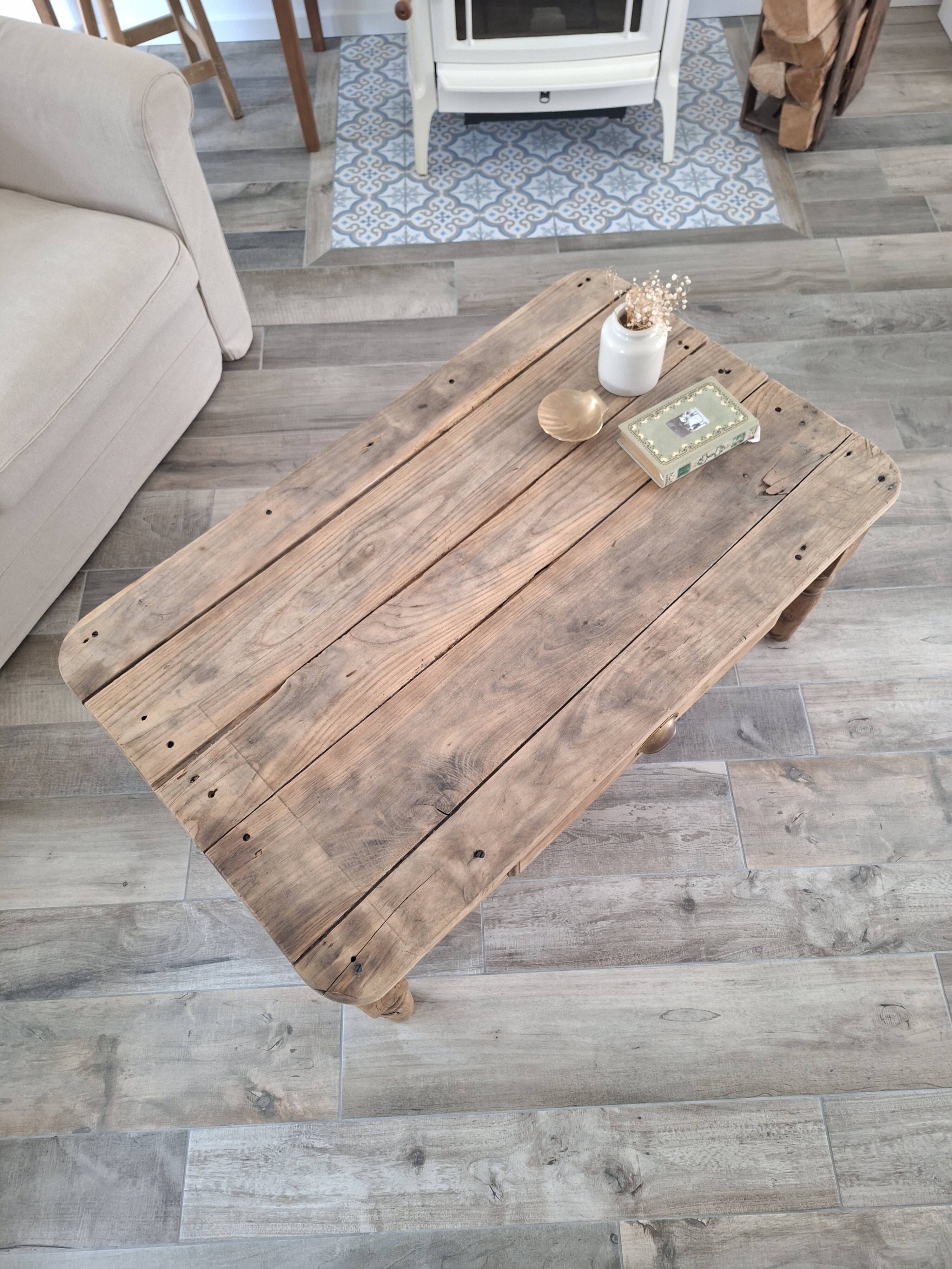 Table basse de ferme style campagne en chêne