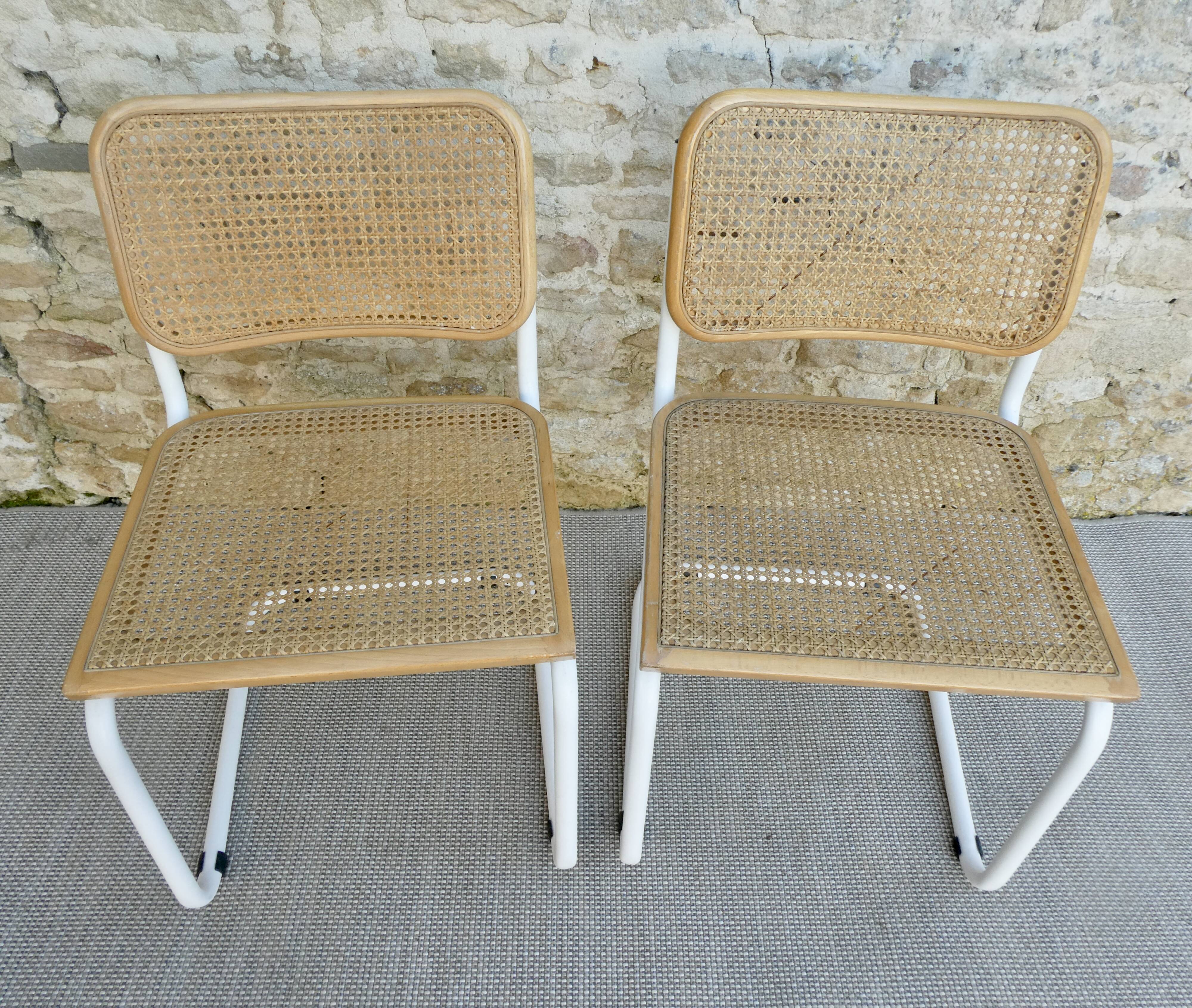 Pair of B32 chairs by Marcel Breuer, Made in Italy