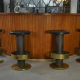 6 tabourets en acier et laiton 1980