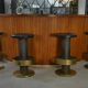 Set of 6 steel and brass stools, 1980s