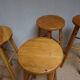 Set of 4 midcentury vintage high pine bar stools