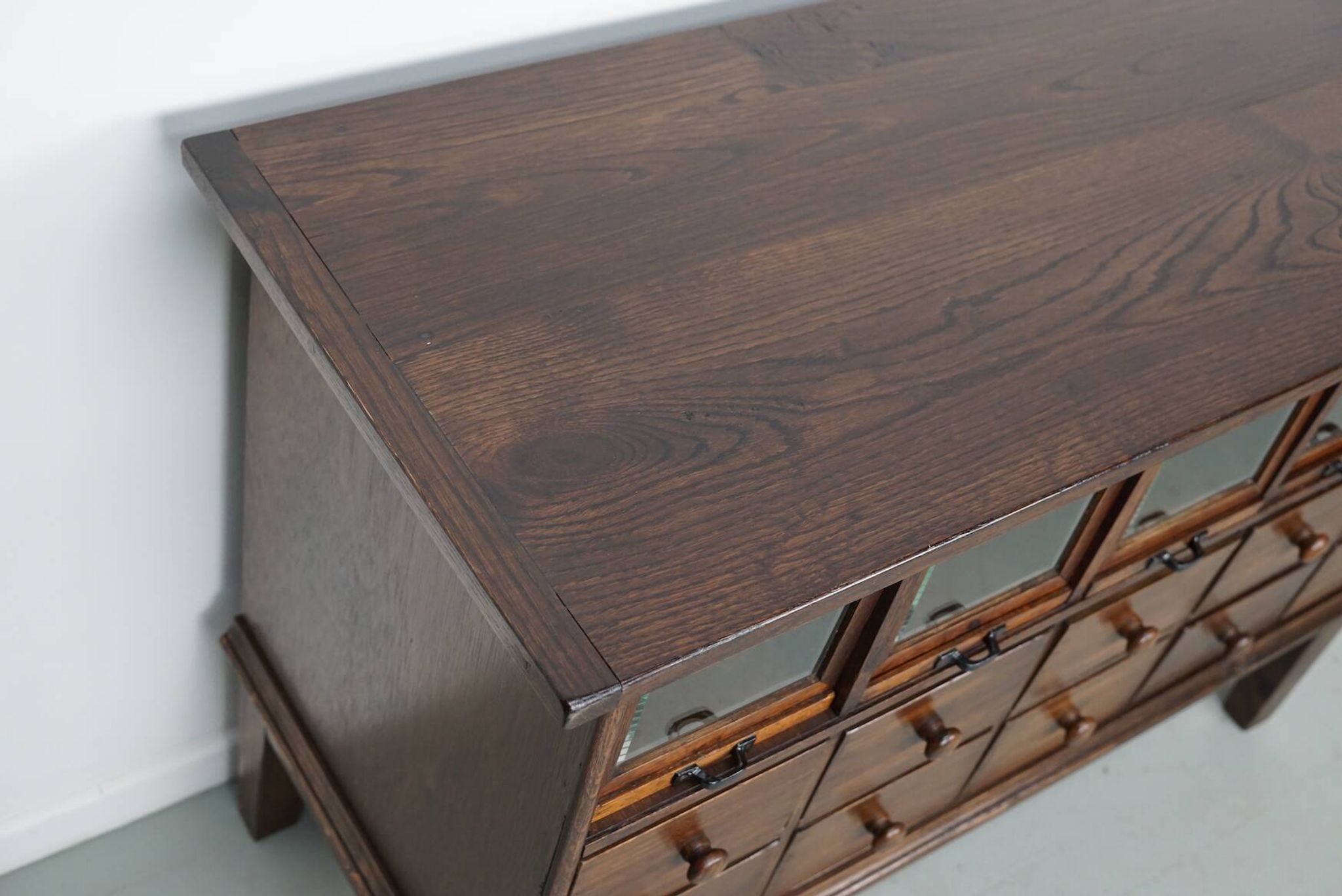 Antique German Oak Haberdashery Shop Cabinet, 1920/30s