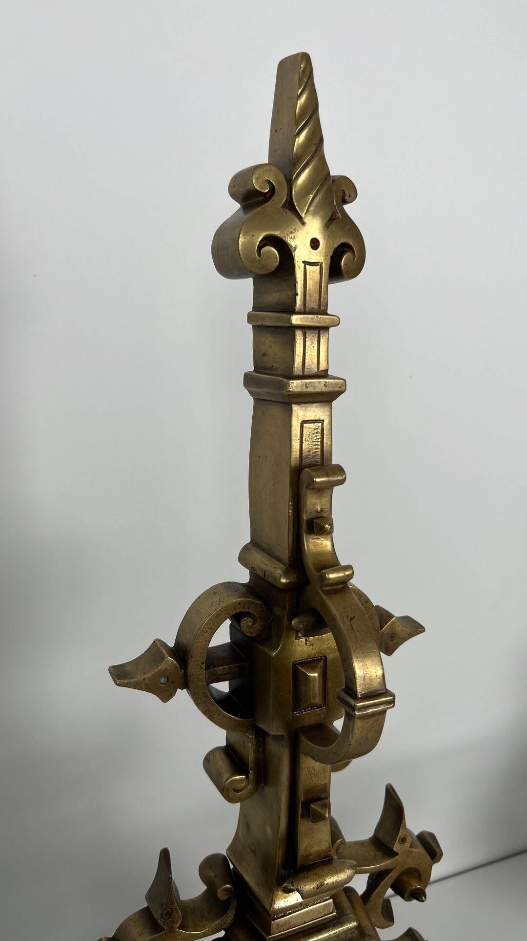 Important Renaissance Style Bronze Fireplace Set with Bar