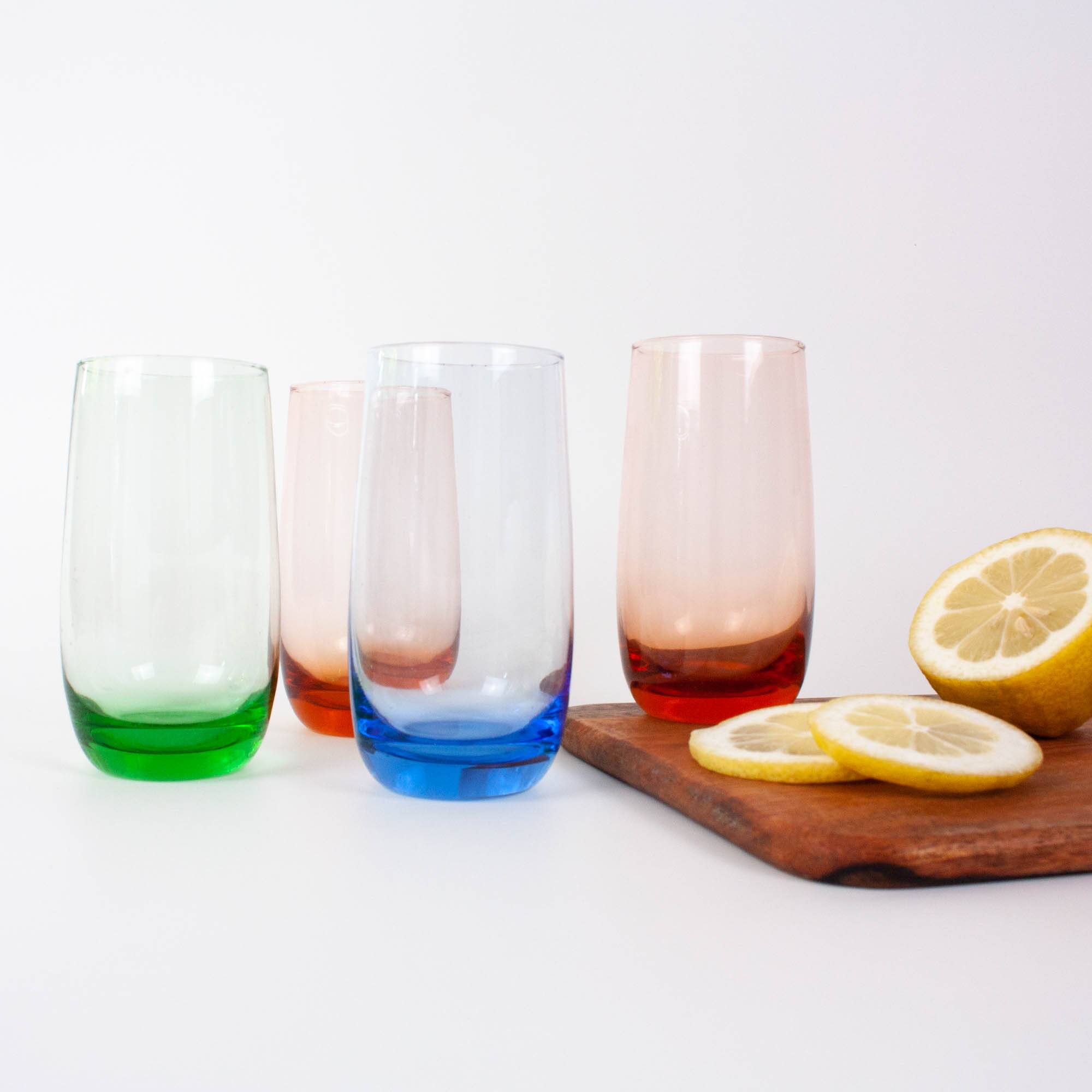 Set of 4 Italian Colorful Glasses, 1980s
