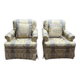 Paire de fauteuils anglais en soierie