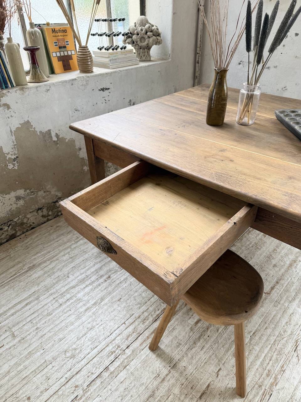 Large “square” oak farmhouse table 1950
