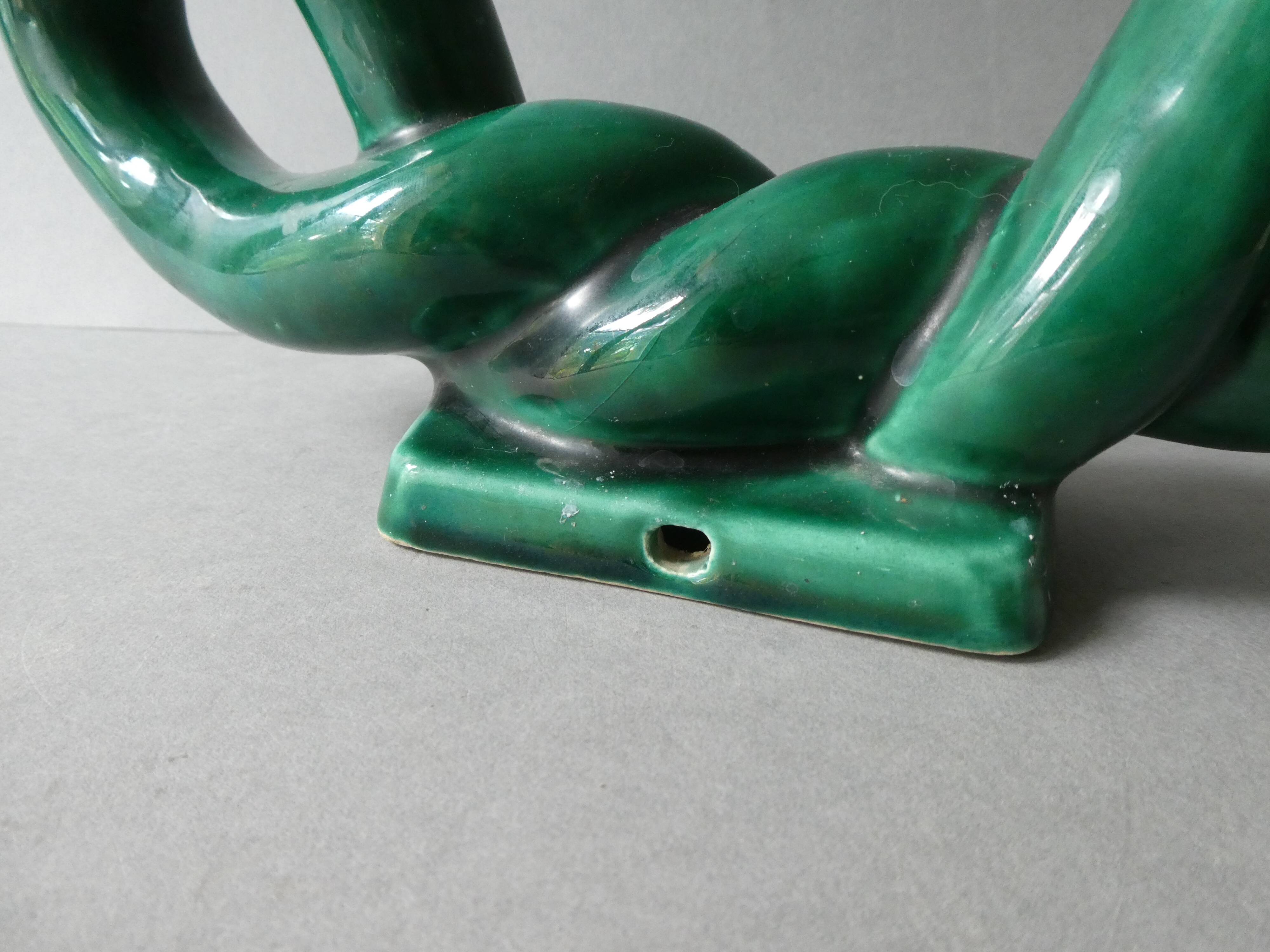 woven ceramic candlestick, slip, 1970s, Vallauris