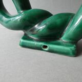 woven ceramic candlestick, slip, 1970s, Vallauris