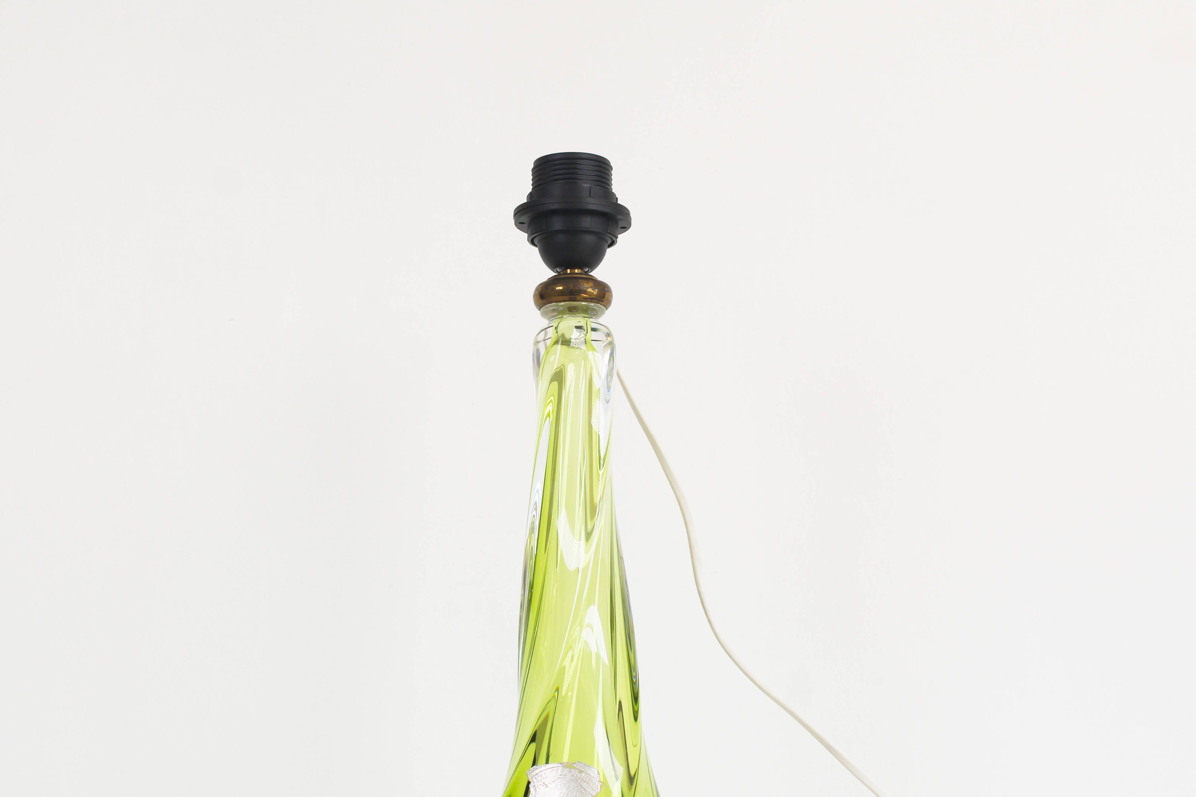 Vintage Belgian crystal glass table lamp by Val Saint Lambert