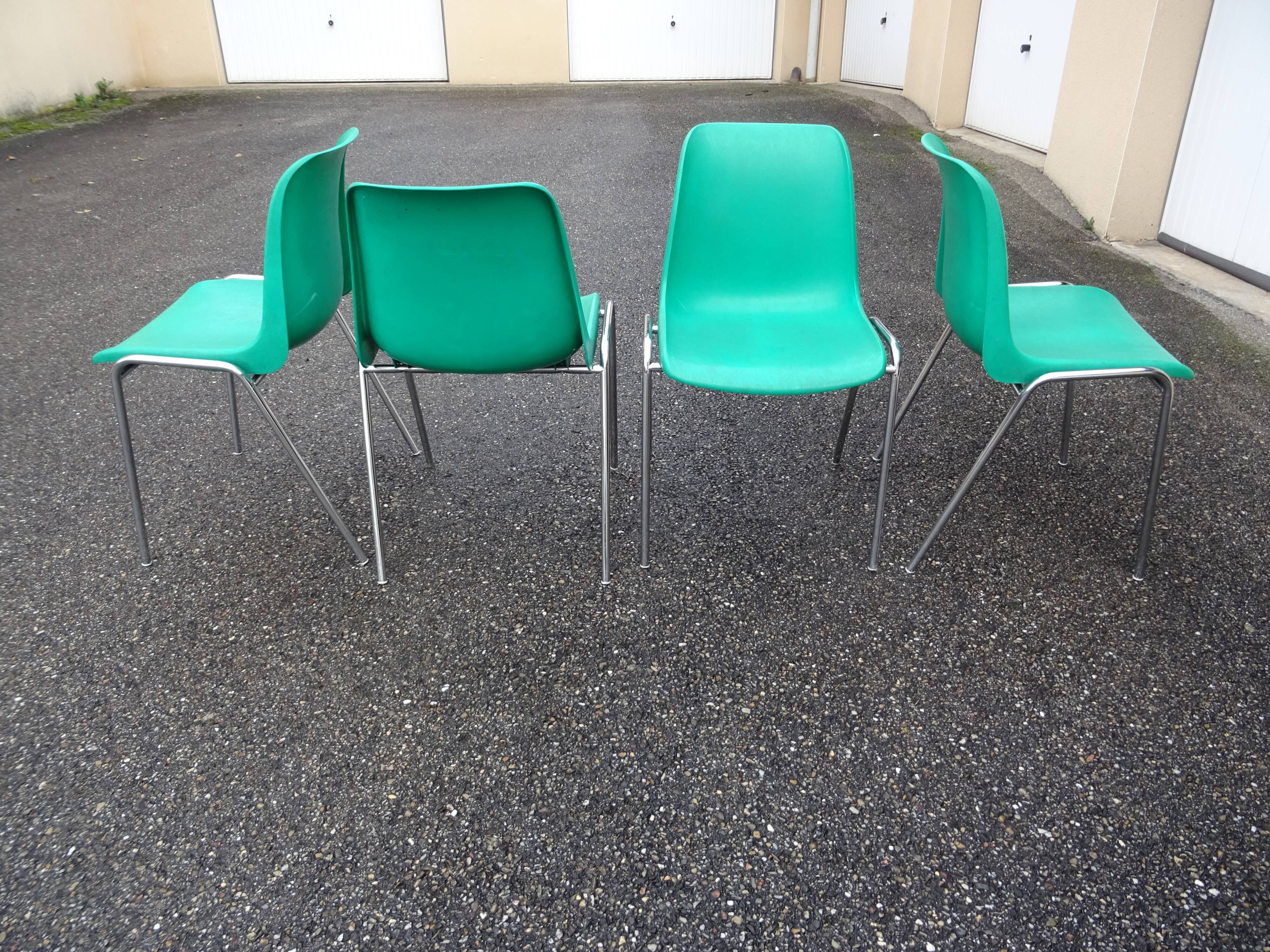 Série de 4 chaises vintage signées design italien années 70