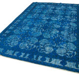 Handmade carved anatolian 1980s 216 cm x 316 cm blue carpet