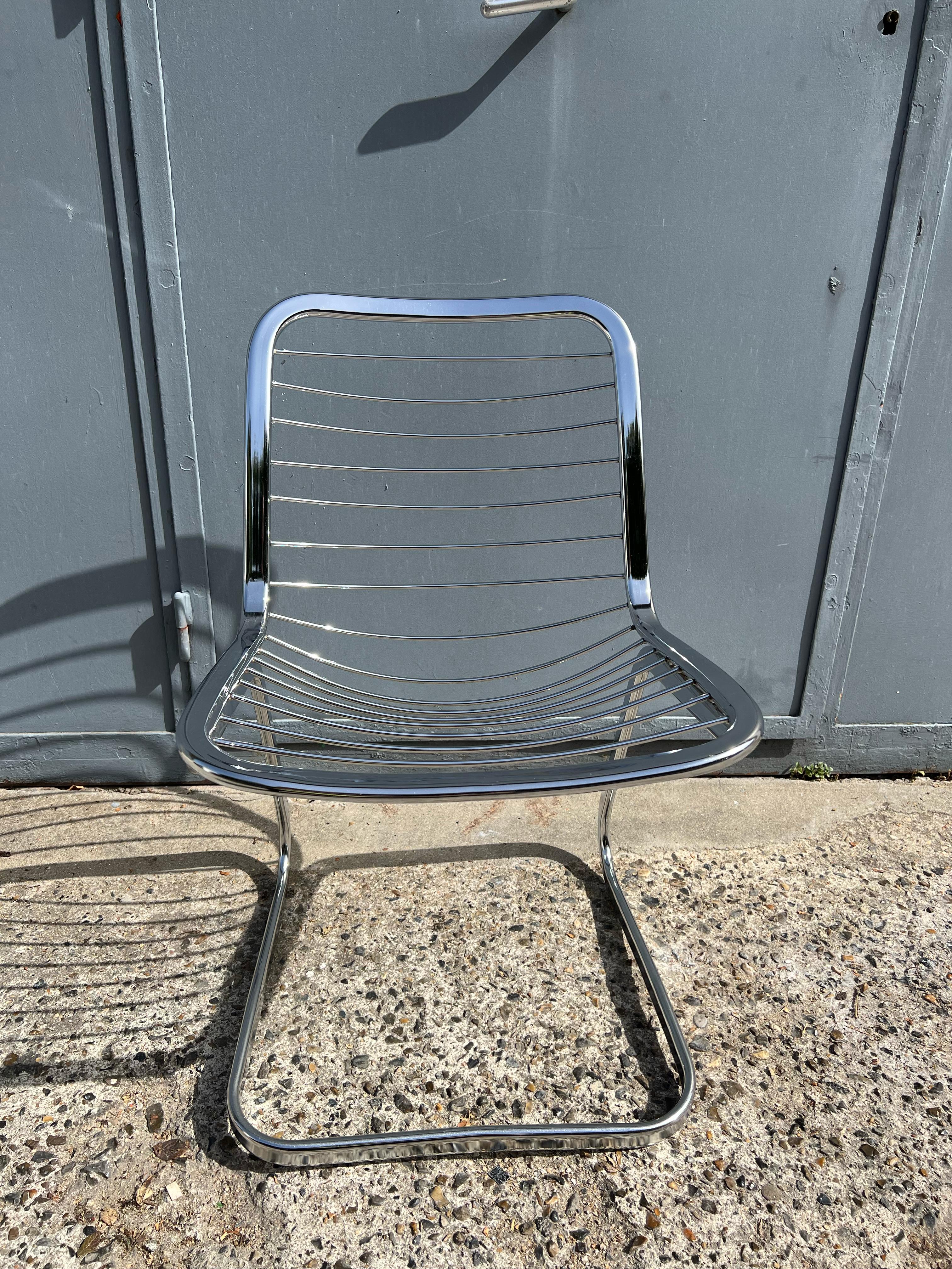 Vintage Italian design chrome metal chair from the 70s
