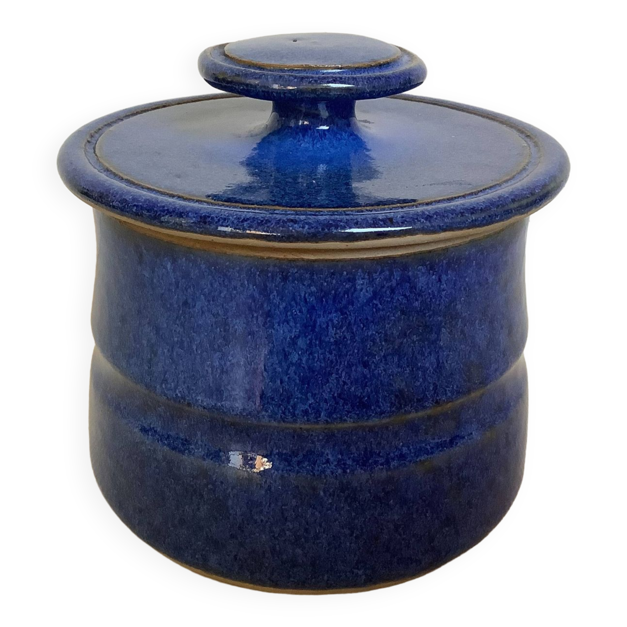 Blue ceramic water butter dish