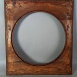 Old Florentine frame round view rebate 38 cm chiseled wood gilded stucco + glass SB656