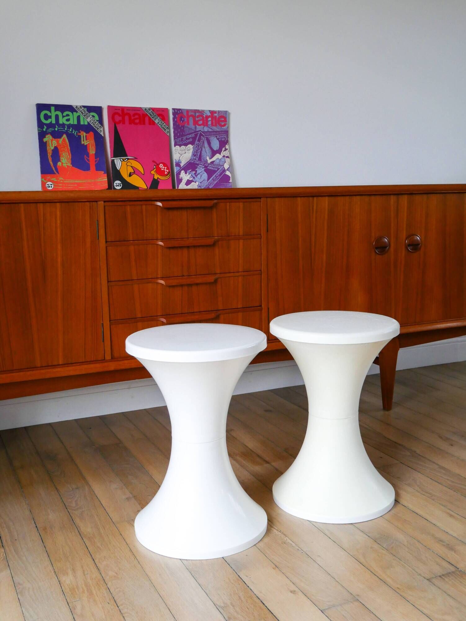 Pair of Tam-Tam stools Made in France Stamp 1970