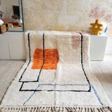 Béni Ouarain rug, geometric terracotta, pink and blue pattern