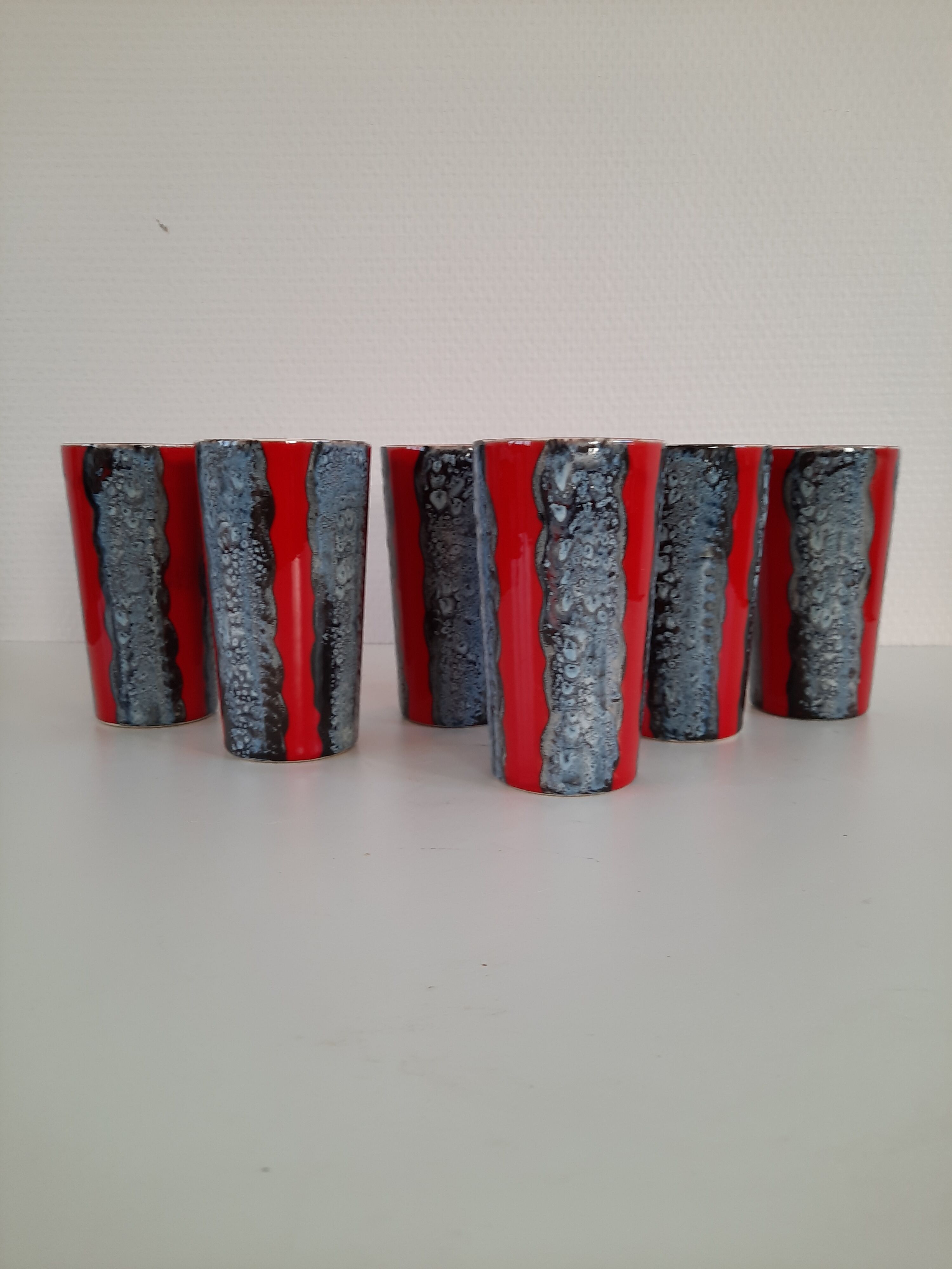 Series of 6 ceramic cups from vallauris