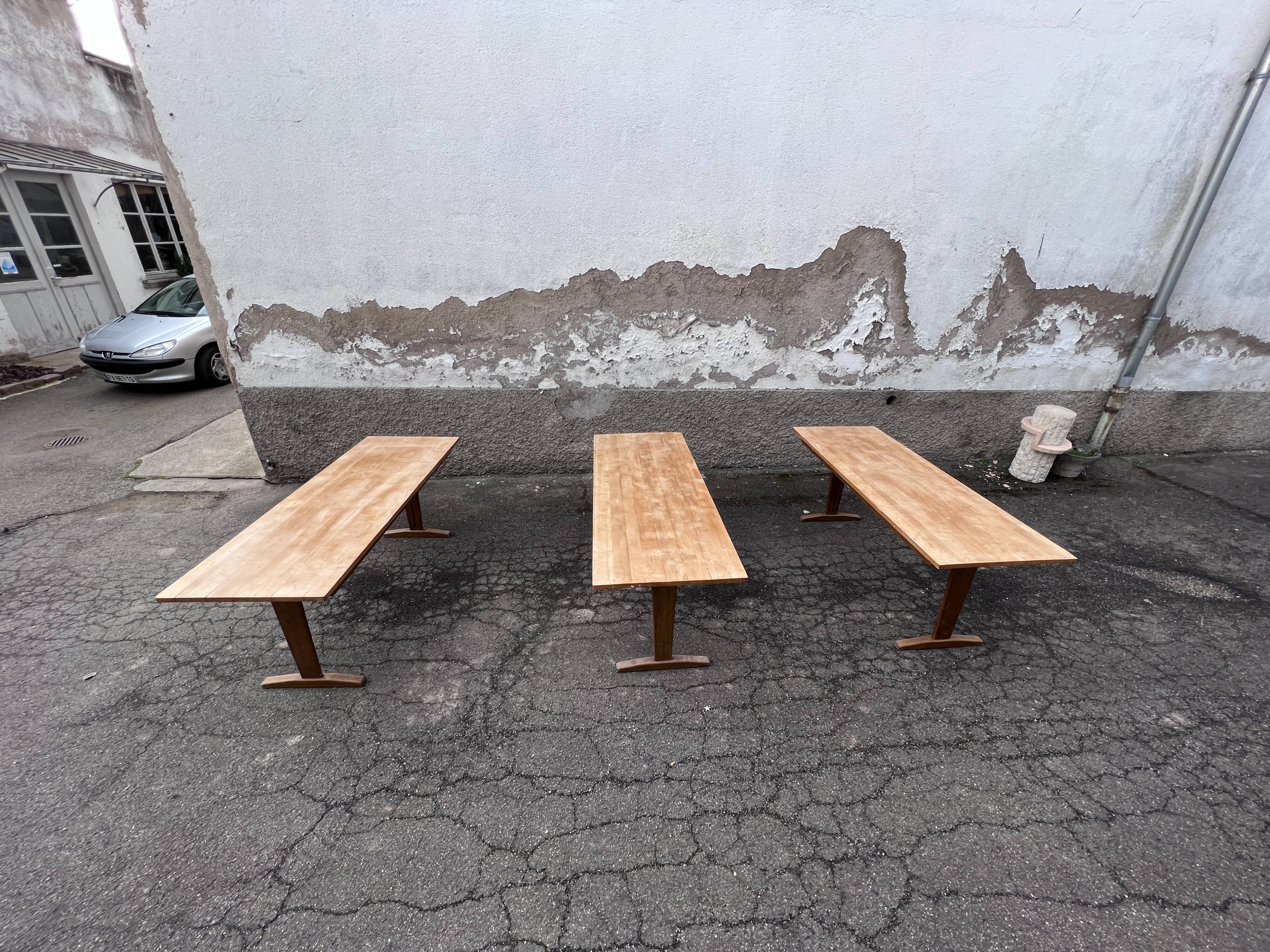 Trio de table bistrot vintage pliante 1950