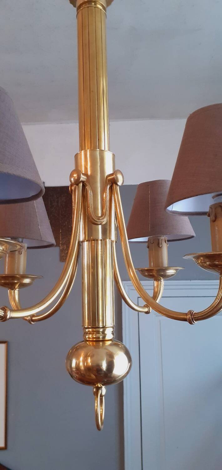Lustre Art Déco en Bronze estampillé Petitot