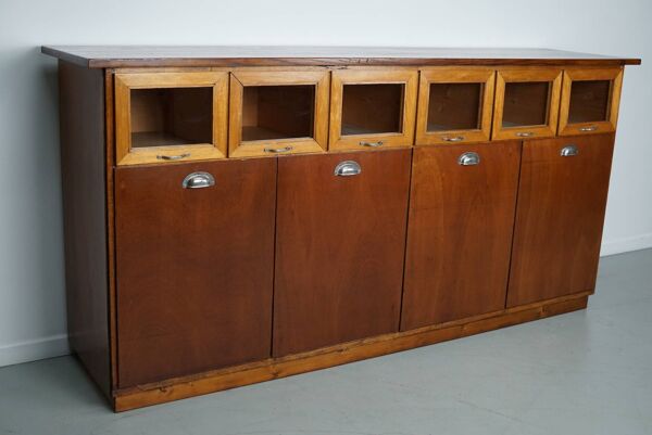 Meuble de mercerie / meuble à grains vintage hollandais en hêtre et chêne, années 1950