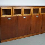 Vintage Dutch Beech & Oak Haberdashery Shop / Grain Cabinet, 1950s