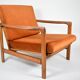 Original scandinavian armchair, restored, 1960s, russet, velvet
