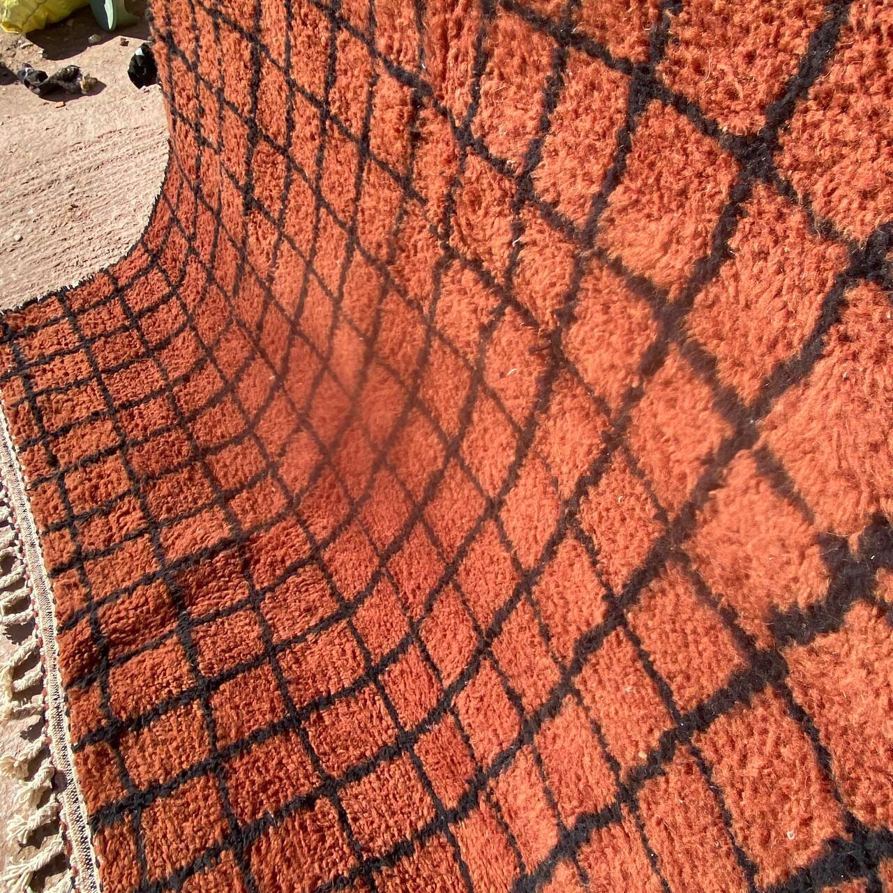 Handmade Moroccan Wool Rug – Authentic Berber Carpet with Geometric Grid Design