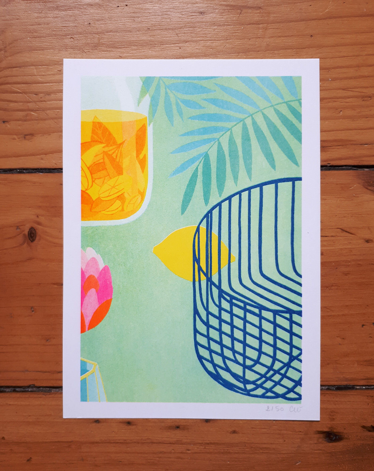 Illustration A5, lemon, in risography