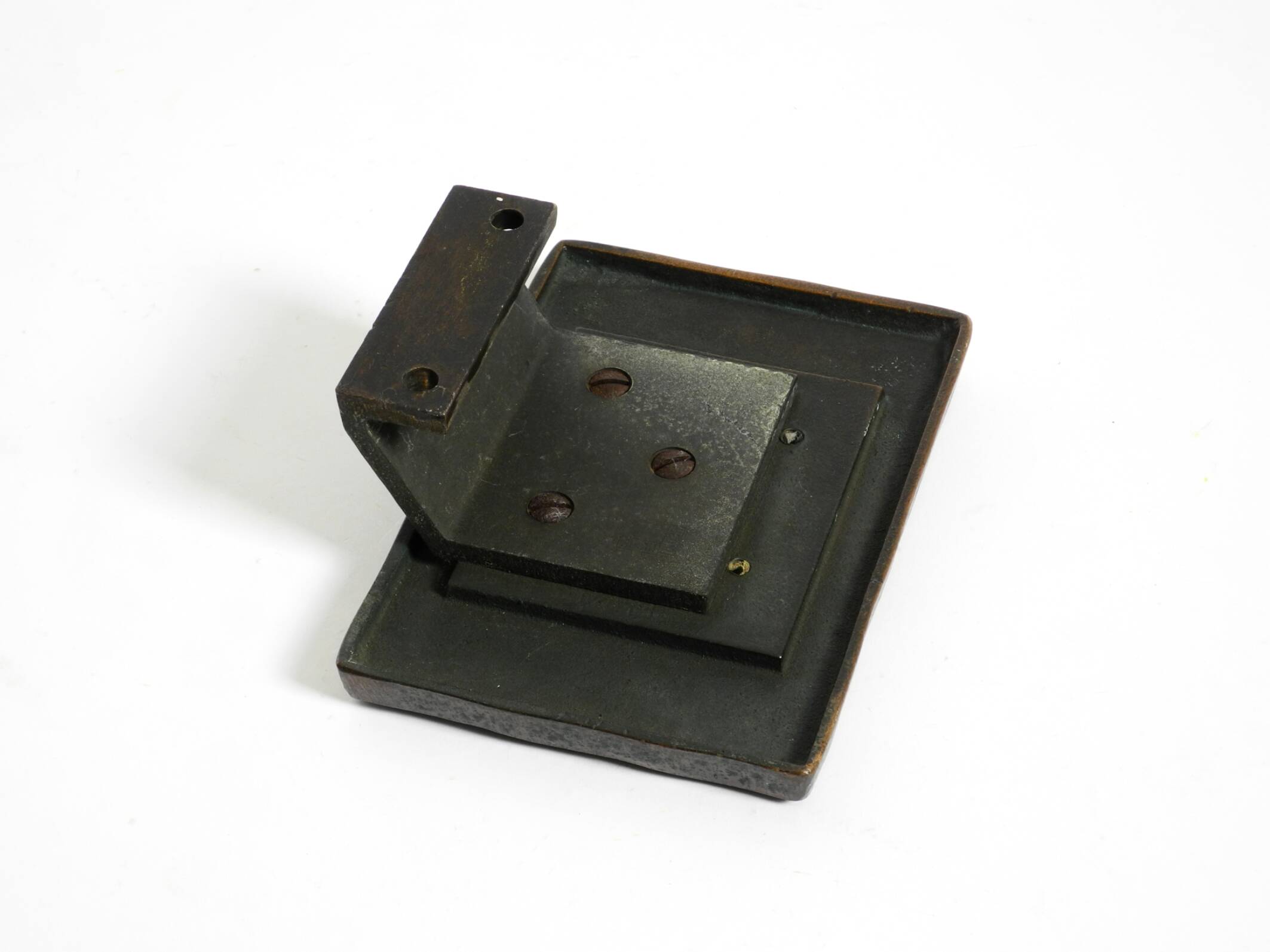 A set of solid 1970s Brutalist pull handles with letter slot and doorbell