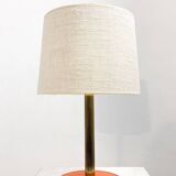Mid-century modern leather and brass table lamp