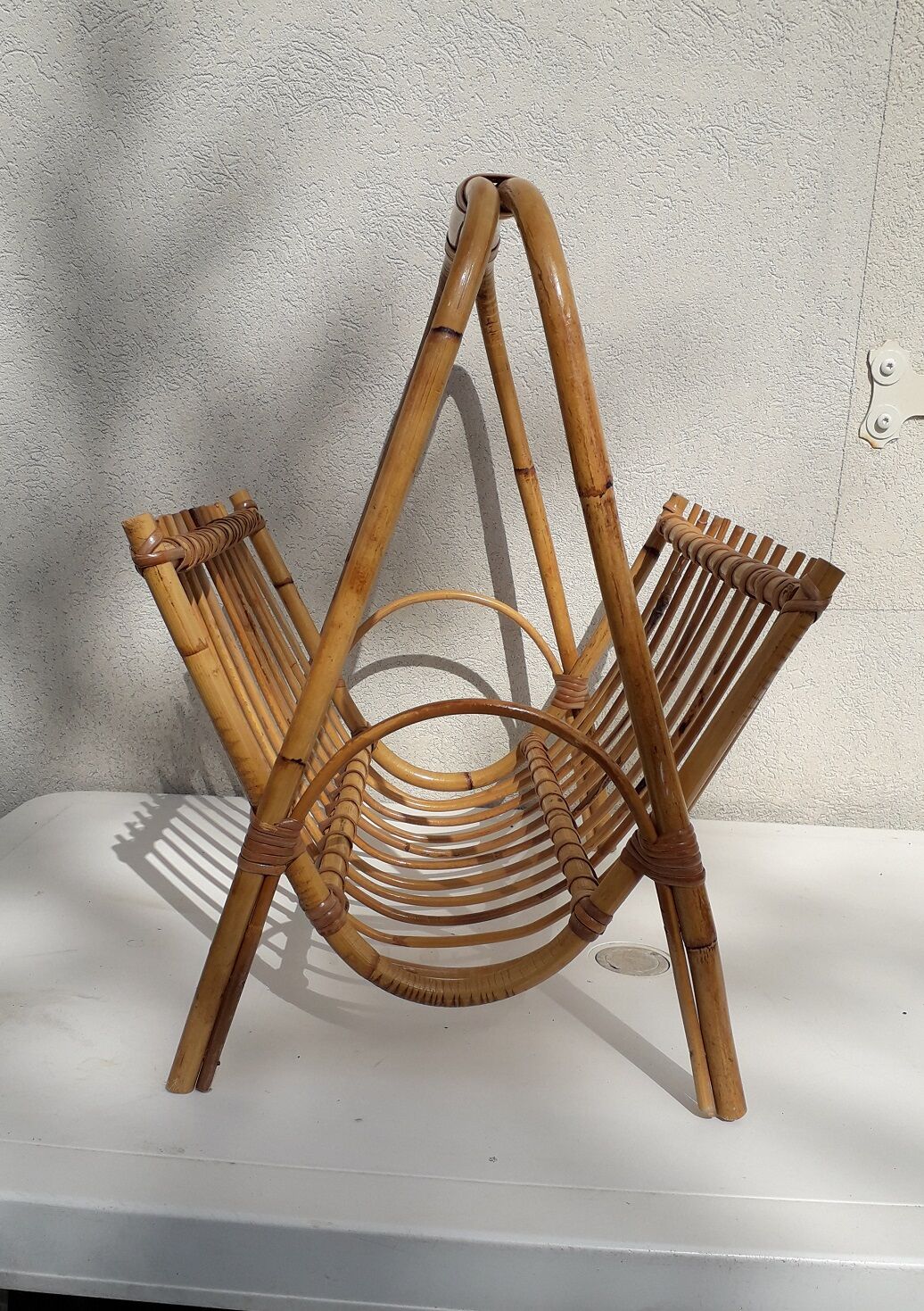 Rattan magazine holder