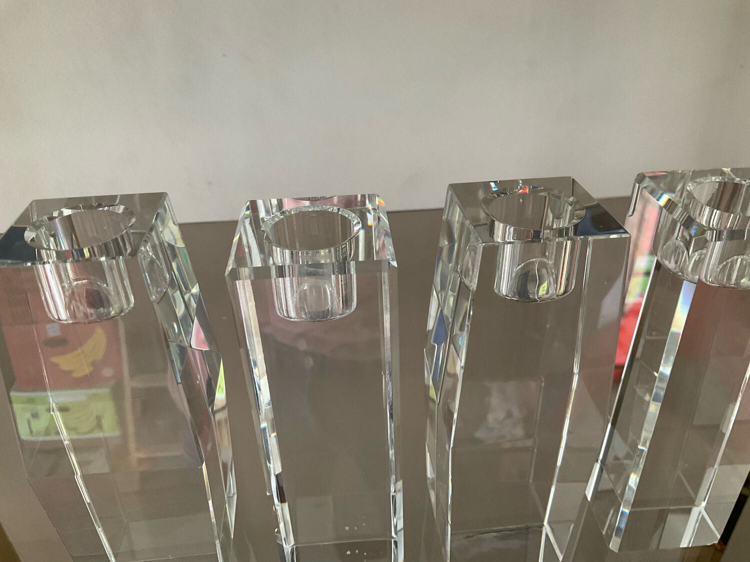 Set of 4 crystal candle holders from the 70s