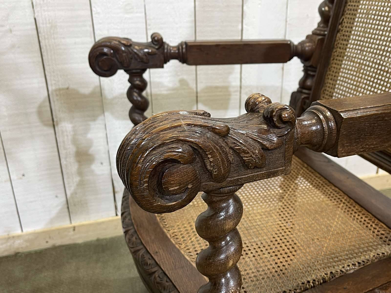 Louis XIII style armchair in oak - early 20th century