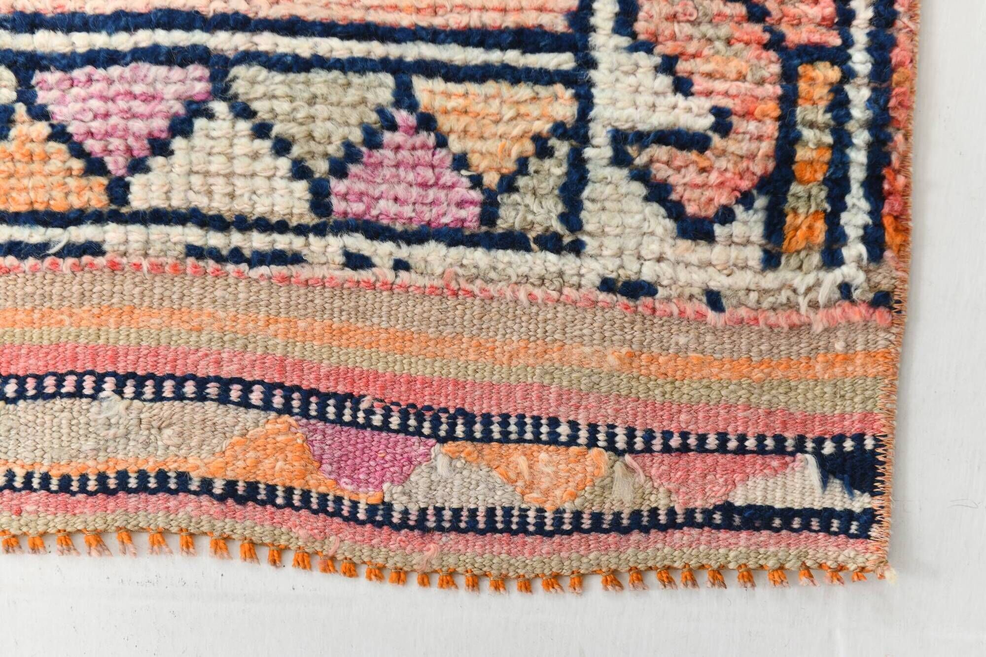 3x11 Vintage Runner Soft Orange Wool Runner Rug, Turkish Runner, 87x342Cm