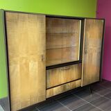 Vintage secretary cabinet from the 50s/60s in walnut and birch with compass feet