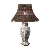 Asian lamp with wooden base, ceramic lamp foot 1940