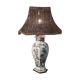 Asian lamp with wooden base, ceramic lamp foot 1940