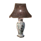 Asian lamp with wooden base, ceramic lamp foot 1940
