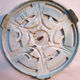 Art deco flat bottom blue and white star enamelled cast