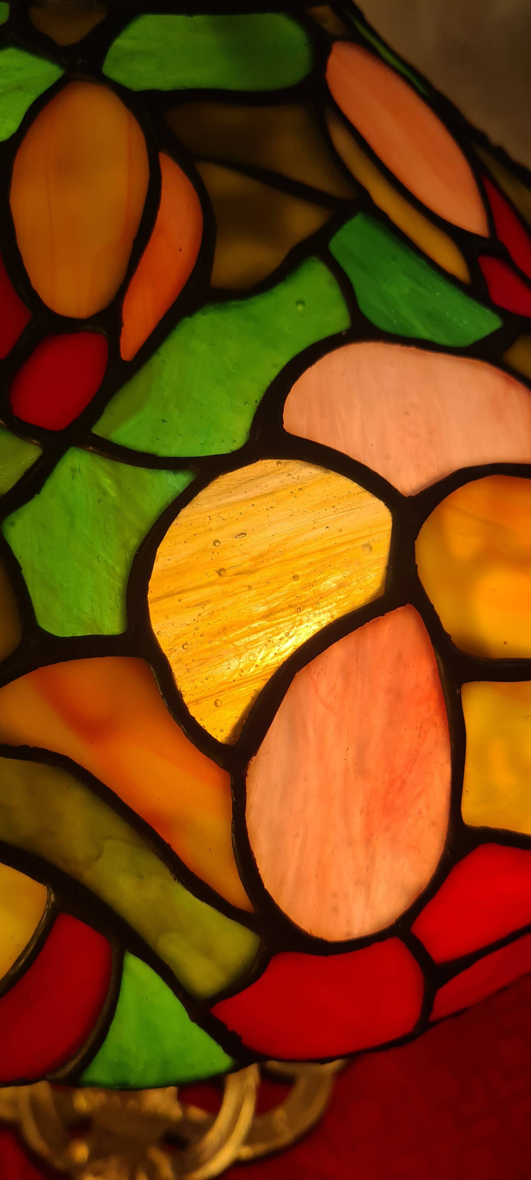 antique bronze lamp and stained glass shade