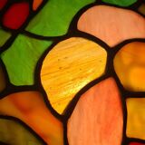 antique bronze lamp and stained glass shade