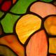 antique bronze lamp and stained glass shade